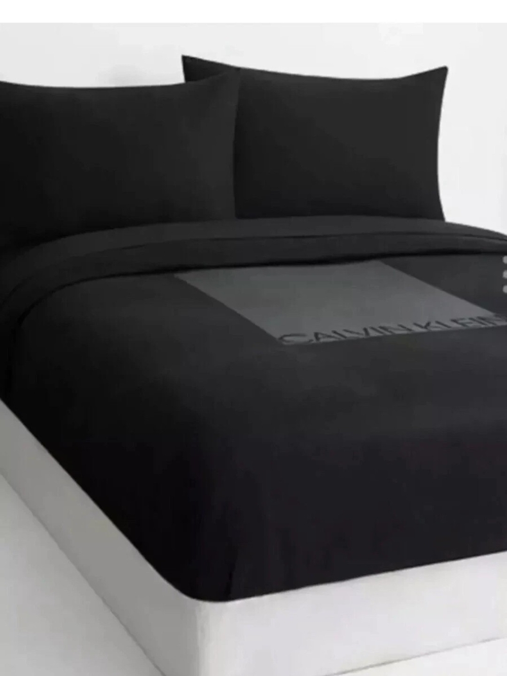 Calvin Klein Black & Gray Logo Panel Duvet Cover